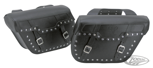 Texas Leather saddlebags 10L, studded For Harley-Davidson