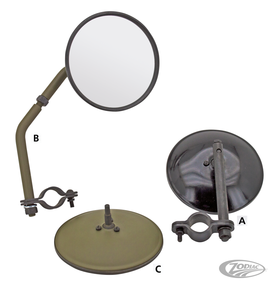 mirror, short stem, for restoration, all For Harley-Davidson