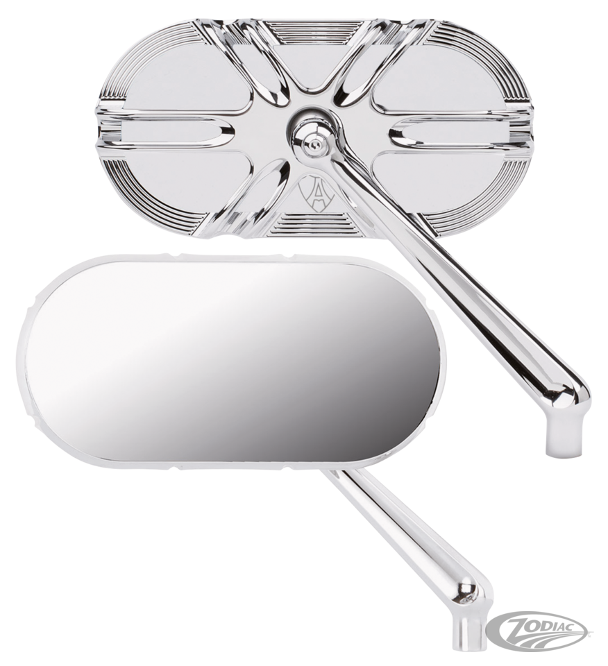 Deep cut Caged series chr mirror left For Harley-Davidson