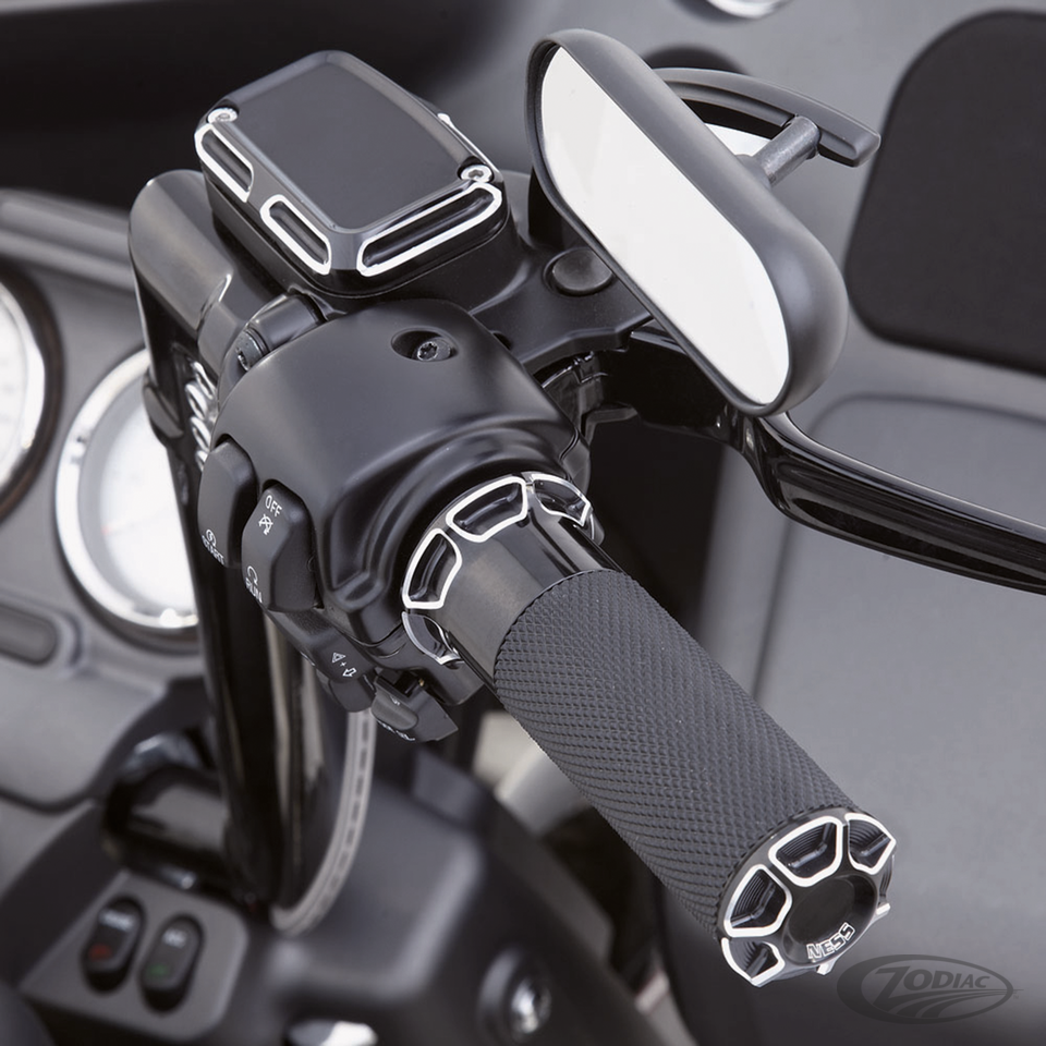 BEVELED FUSION GRIPS, CABLE, BLK For Harley-Davidson