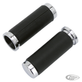 GZP Chrome & Leatherbound gripset For Harley-Davidson