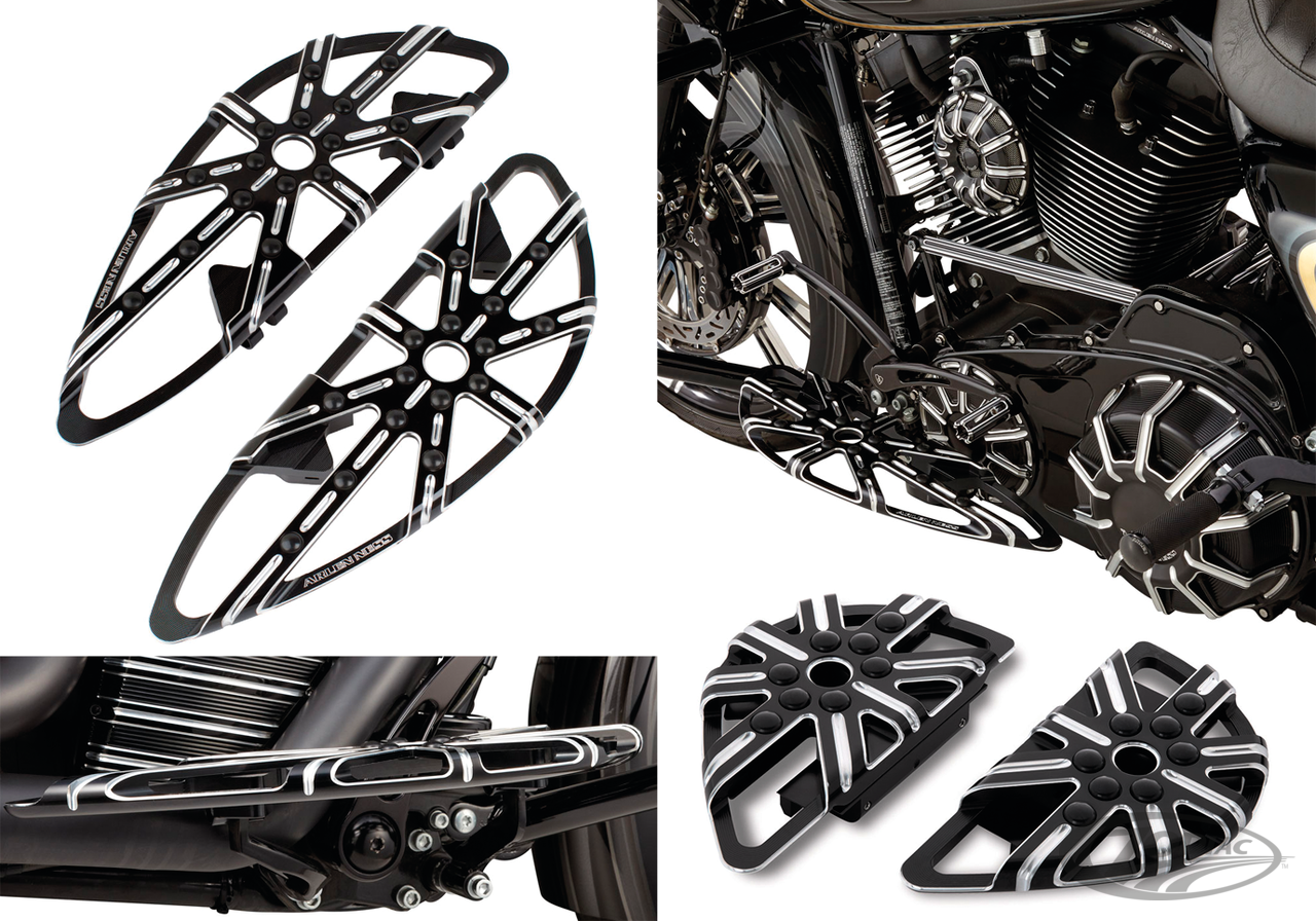 10-GAUGE DRIVER FLOORBOARDS BLACK For Harley-Davidson