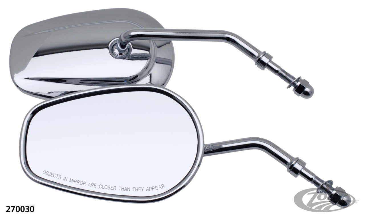 GZP Chrome tapered mirrors, 5" stem For Harley-Davidson