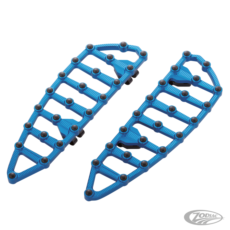 Ness MX Billet Floorboards - Blue For Harley-Davidson