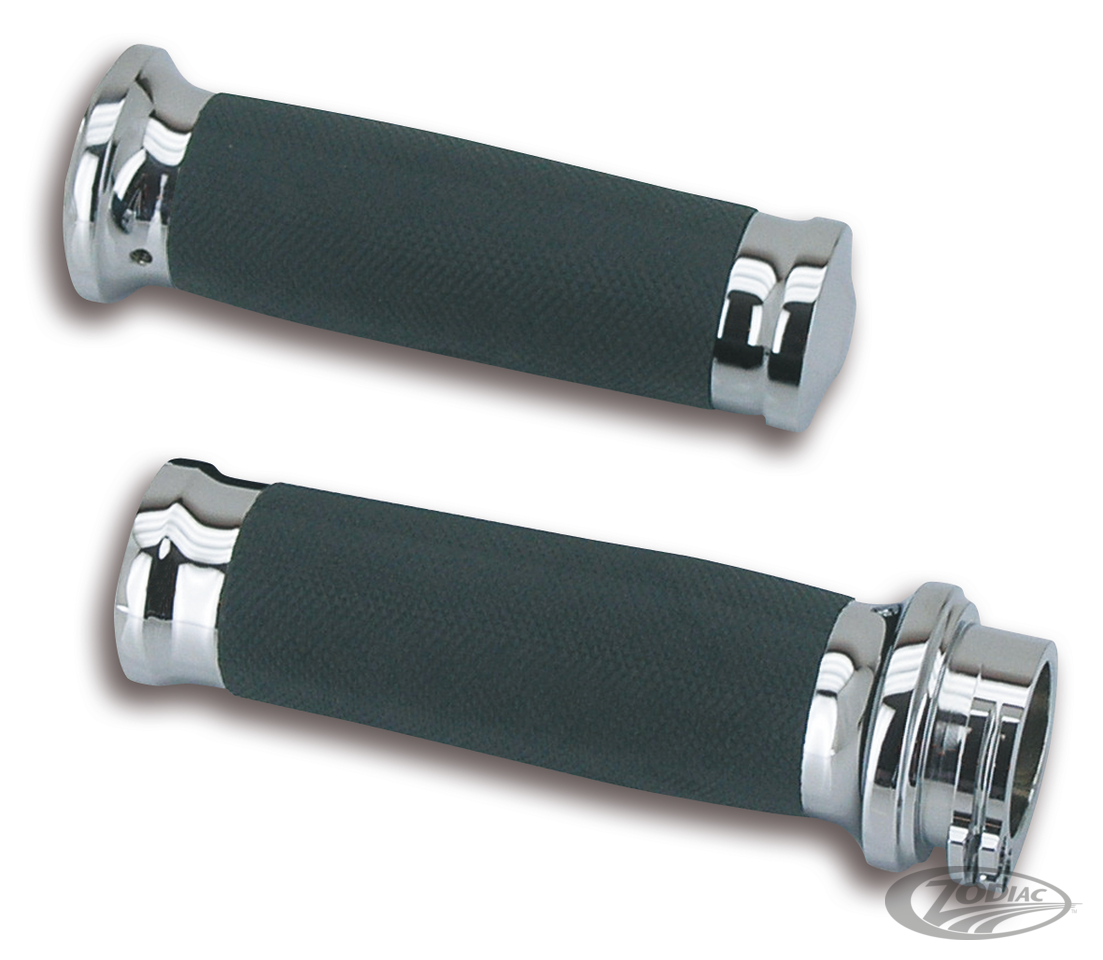 GZP Chrome/rubber CNC Tornado grip se For Harley-Davidson