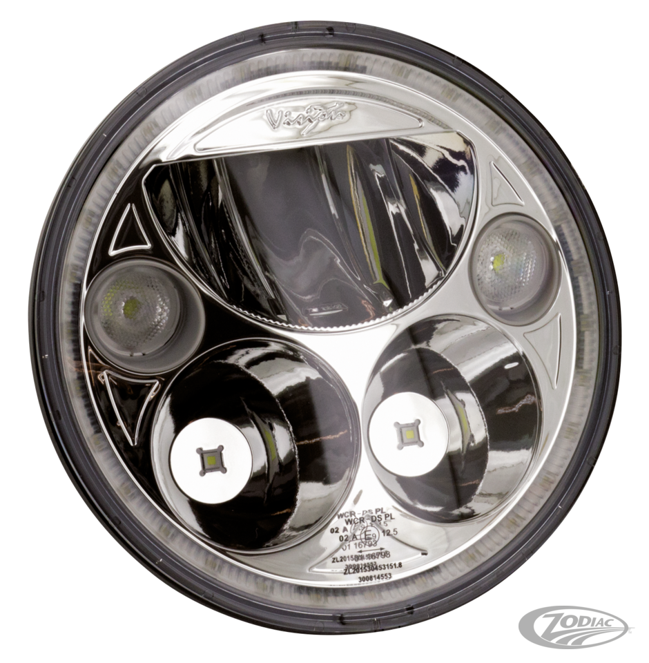 Vision X round 5.75" Chrome with halo For Harley-Davidson