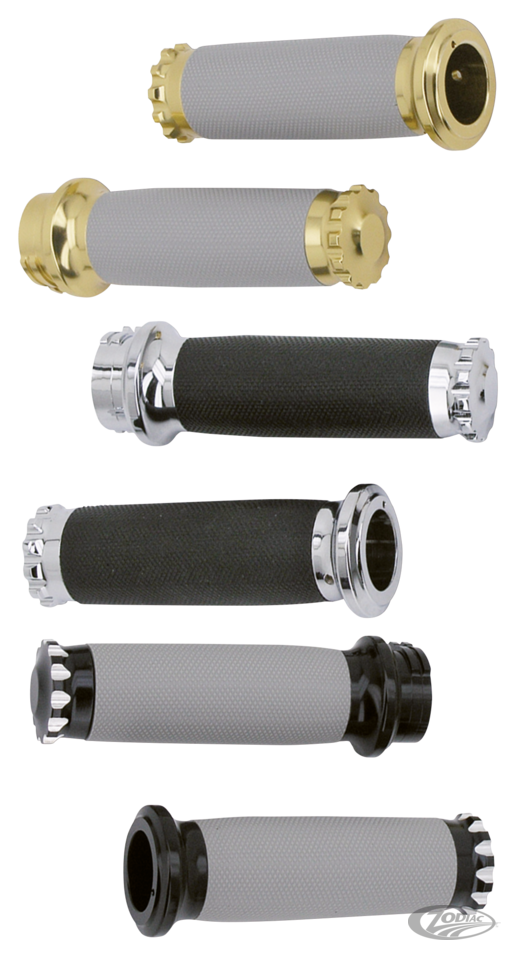 GZP Bronzed Turbo gripset gray rubber For Harley-Davidson