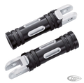 GZP Black edge cut rider footpegs For Harley-Davidson