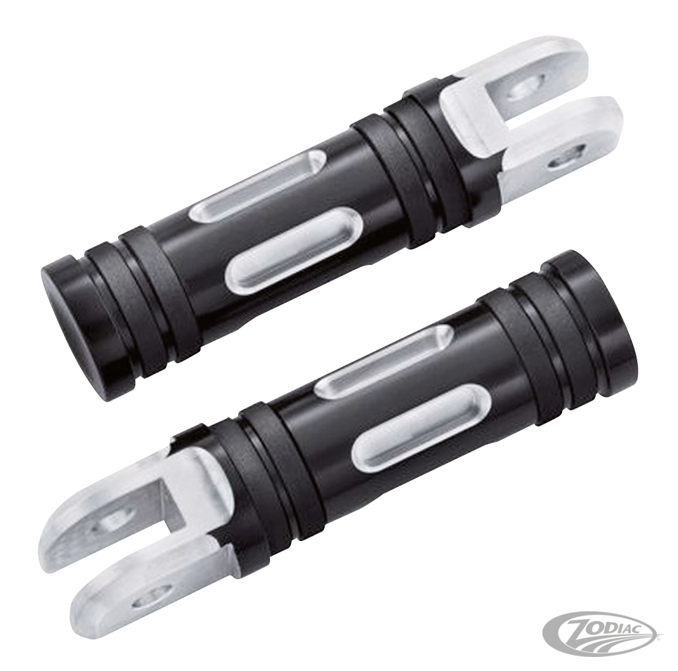 GZP Black edge cut rider footpegs For Harley-Davidson