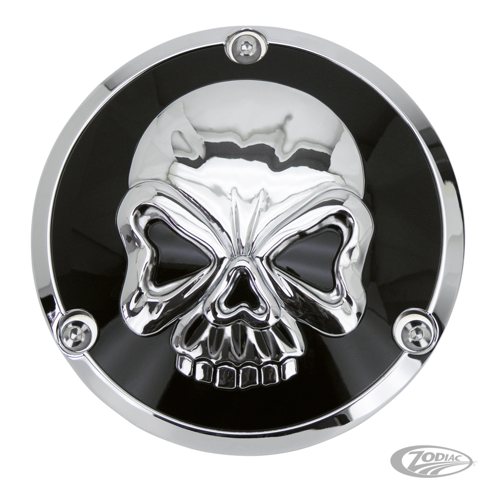 GZP Skull blck/chrome derby cover 3 hole For Harley-Davidson