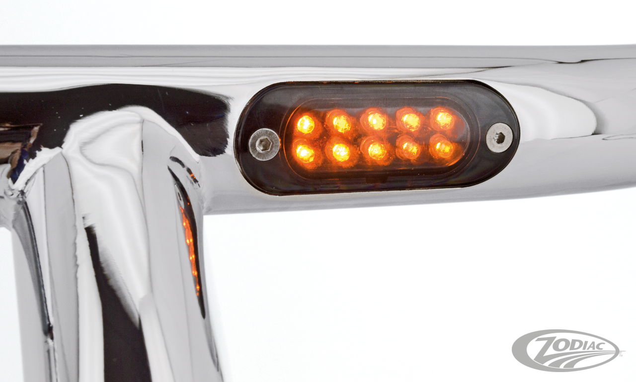 GZP CHR 6" T-Bar TBW smoke LED marker lg For Harley-Davidson
